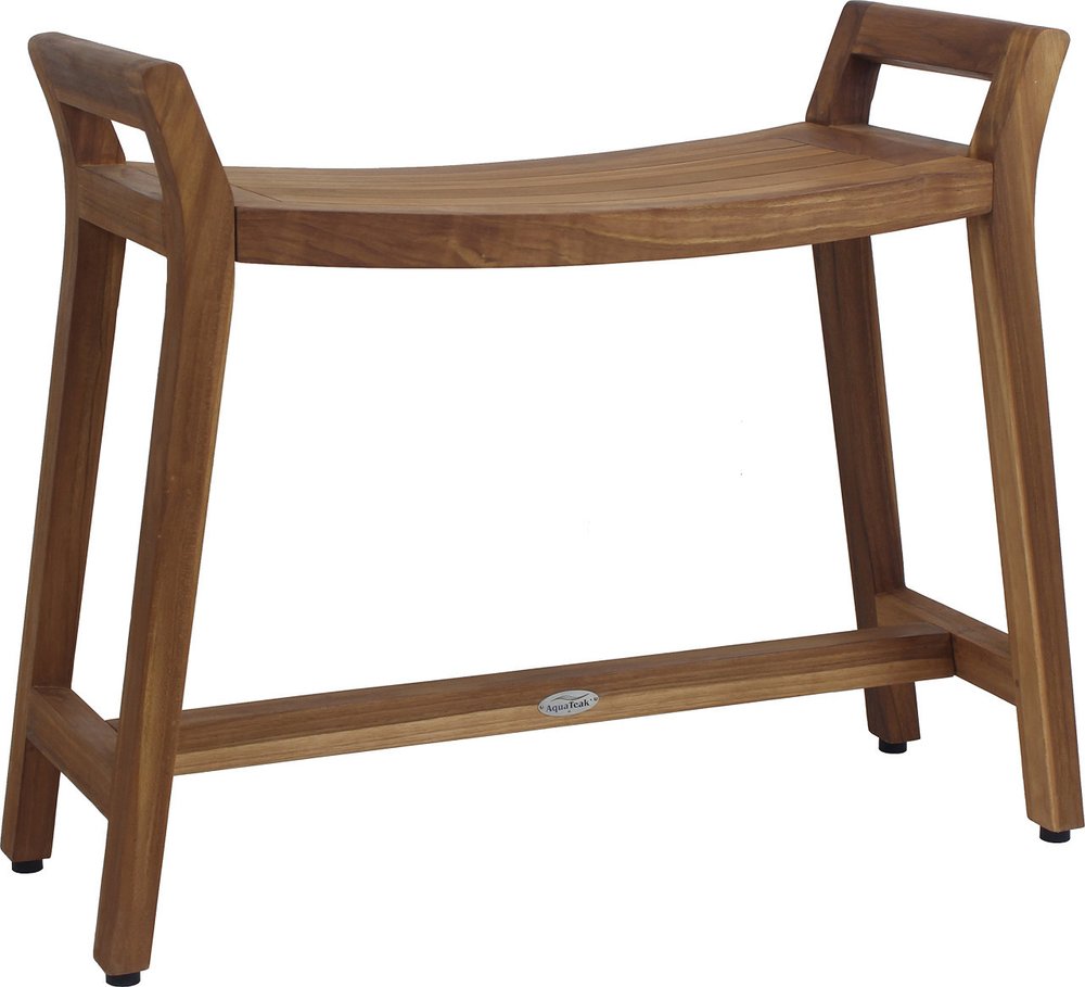 12" X 32" Brown Teak Rectangular Shower Bench