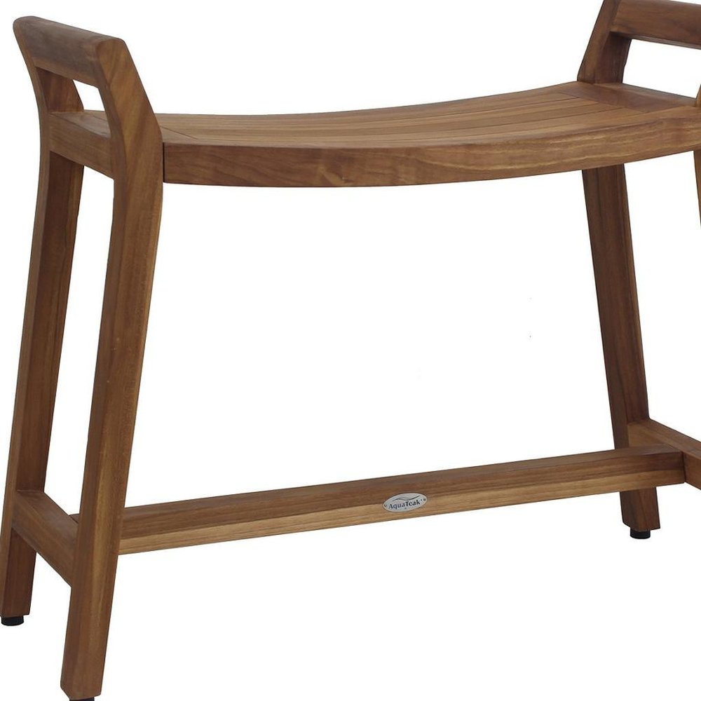 12" X 32" Brown Teak Rectangular Shower Bench