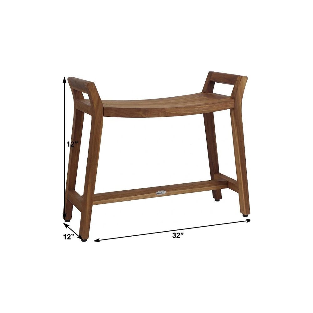 12" X 32" Brown Teak Rectangular Shower Bench