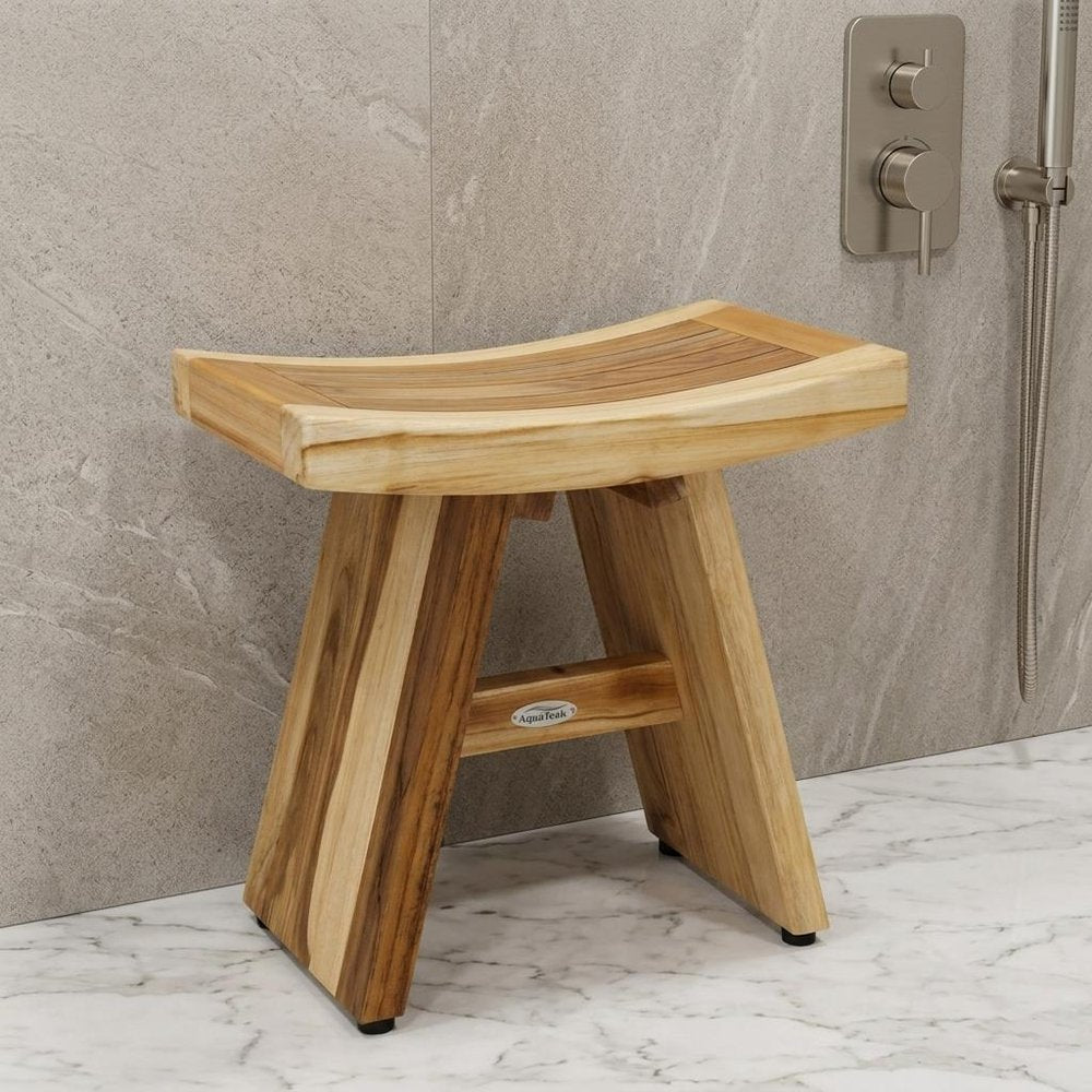 18" X 18" Brown Teak Rectangular Shower Bench