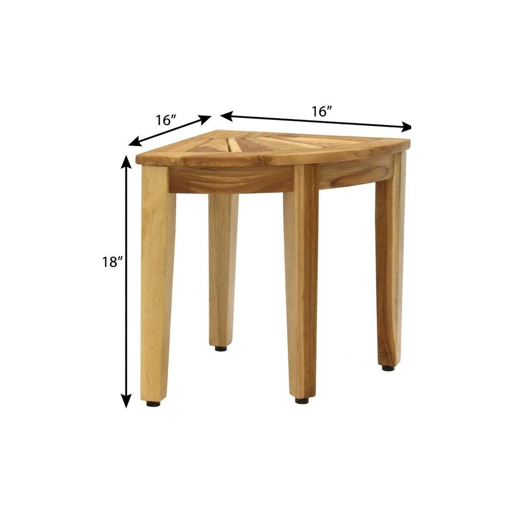 18" X 16" Brown Teak Corner Shower Bench