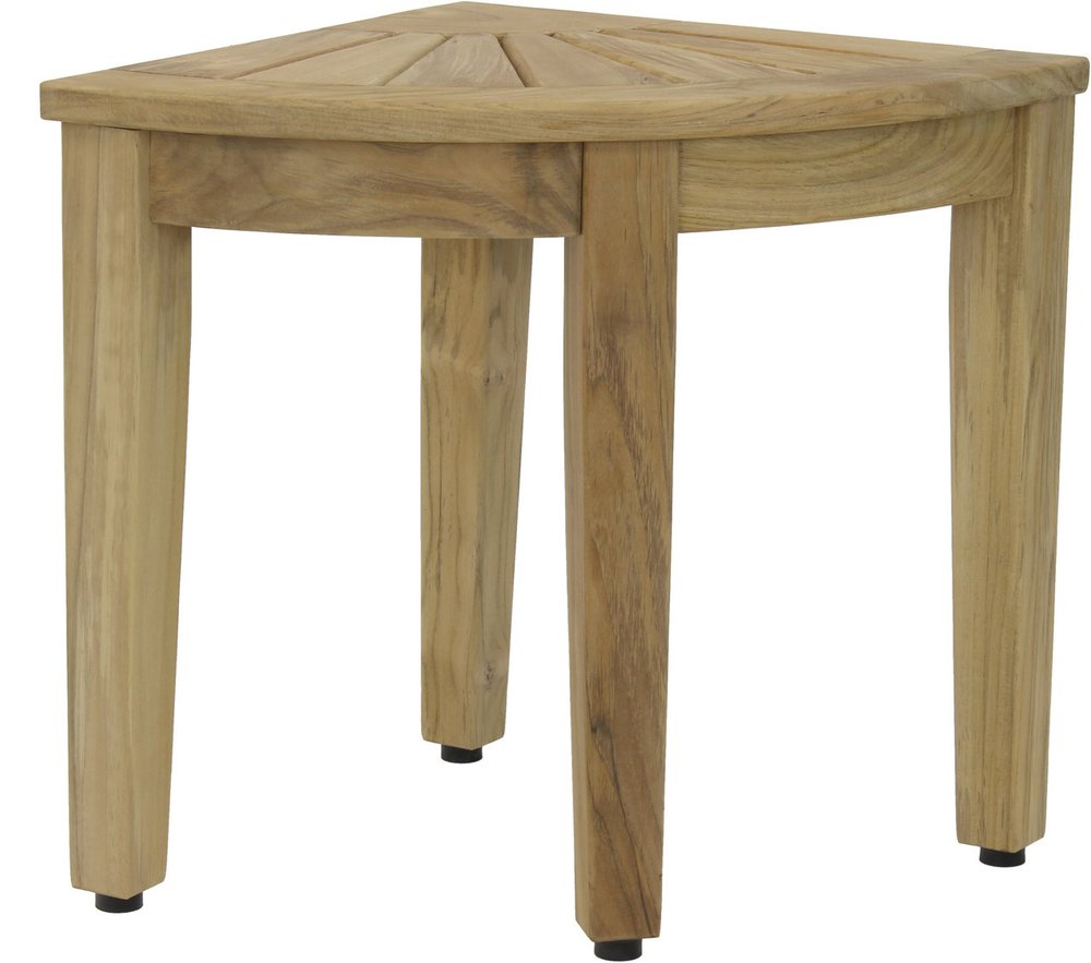 18" X 16" Brown Teak Corner Shower Bench
