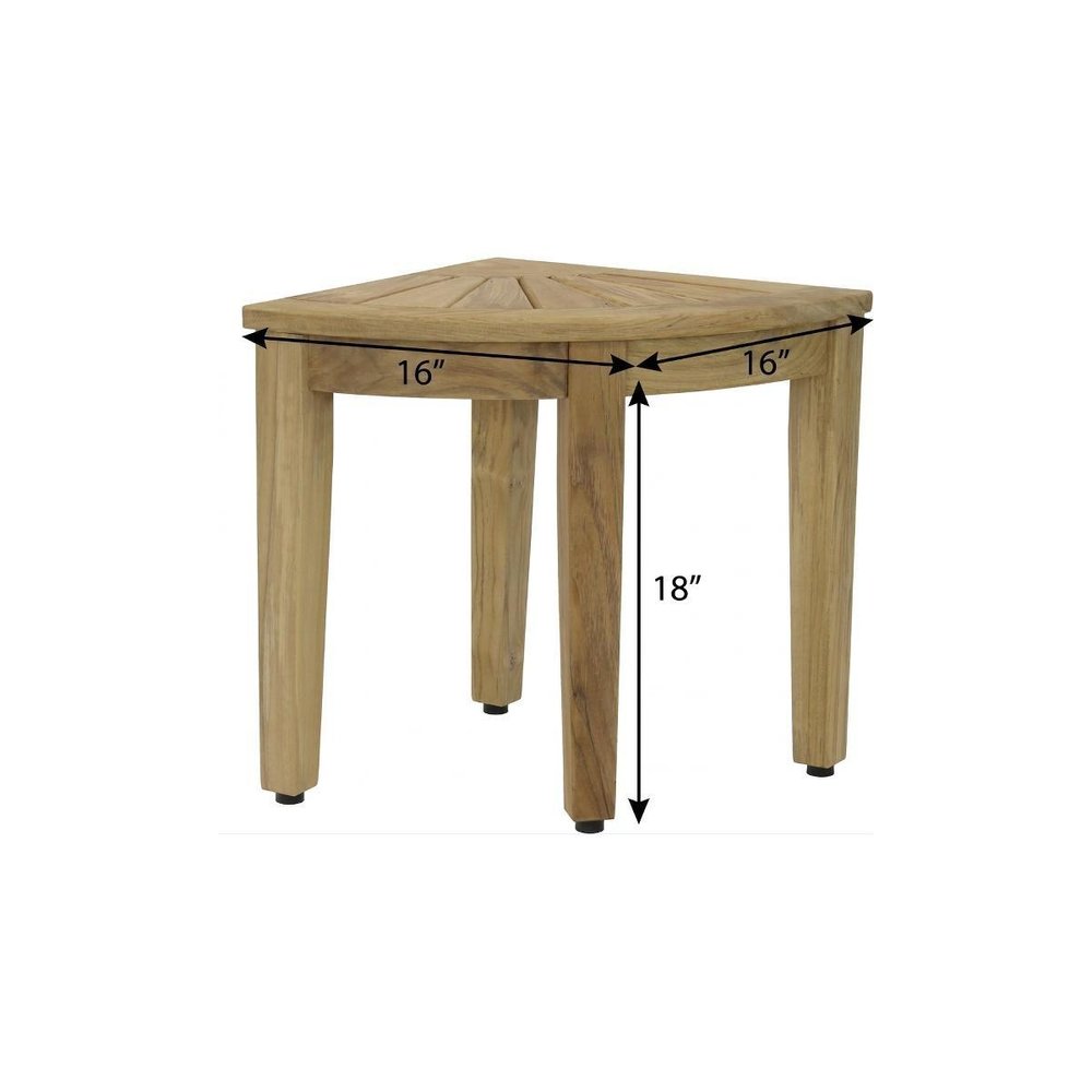 18" X 16" Brown Teak Corner Shower Bench