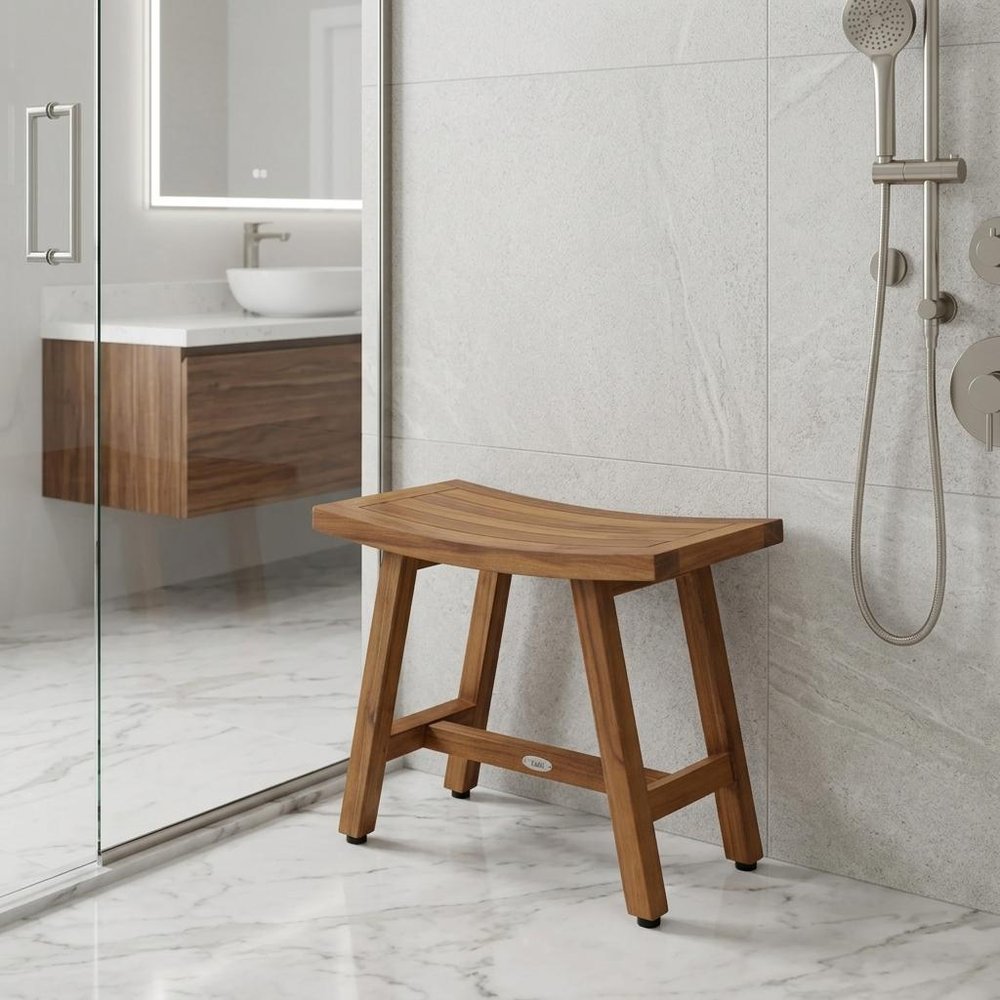 18" X 24" Brown Teak Rectangular Shower Bench