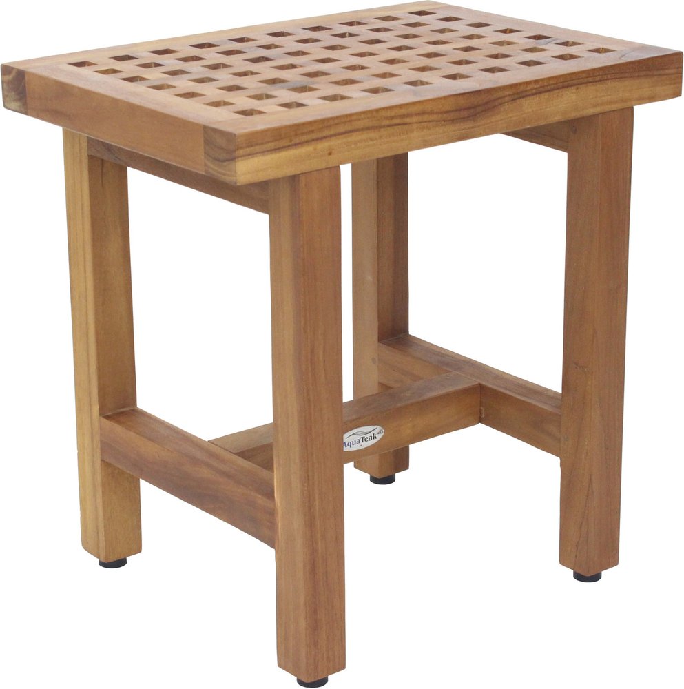 18" X 18" Brown Teak Rectangular Shower Bench