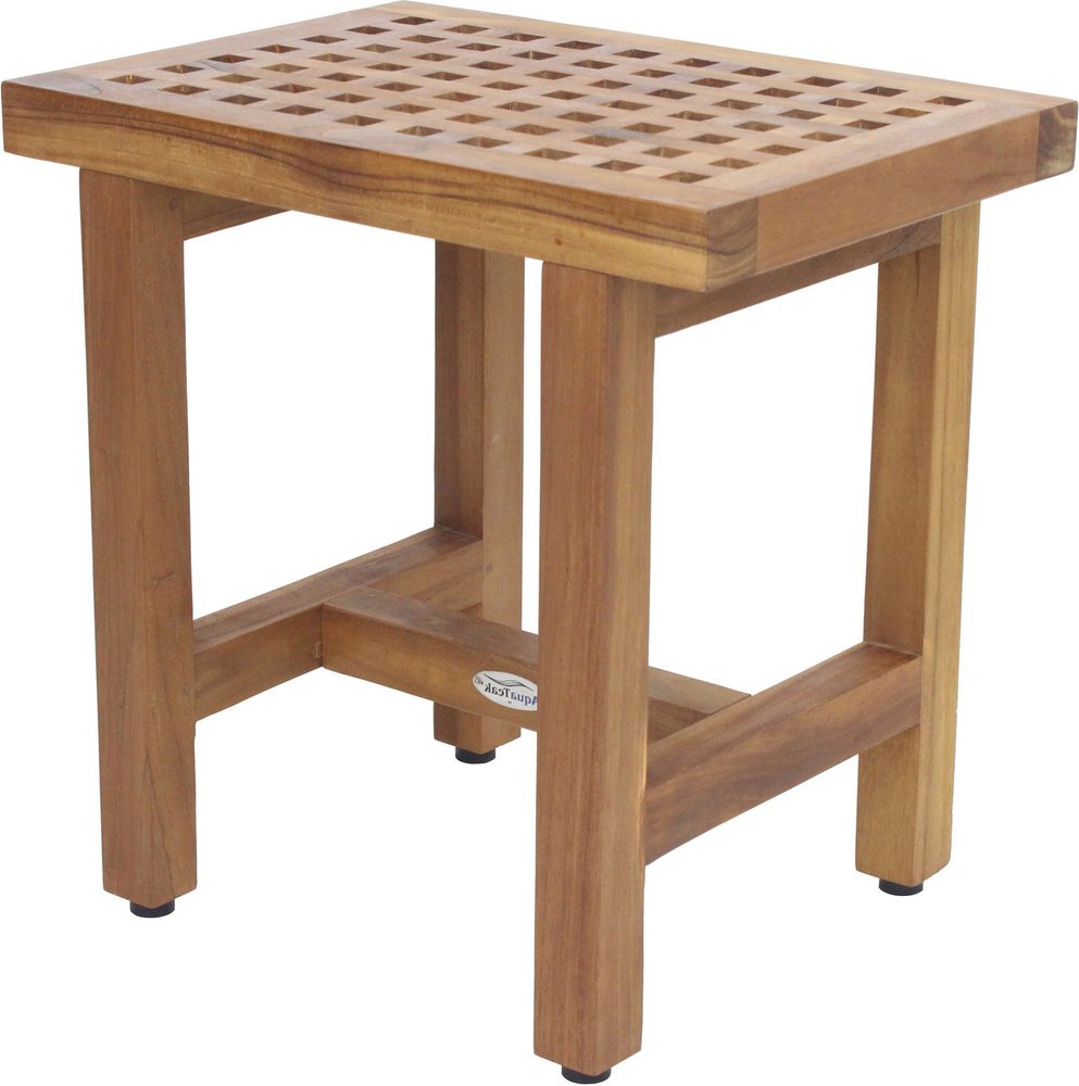 18" X 18" Brown Teak Rectangular Shower Bench