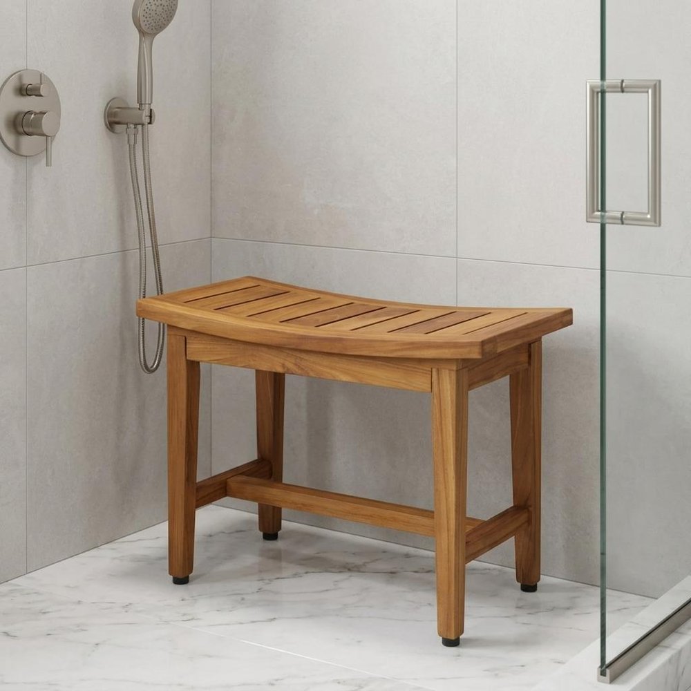 18" X 24" Brown Teak Rectangular Shower Bench