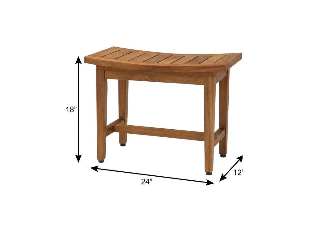 18" X 24" Brown Teak Rectangular Shower Bench