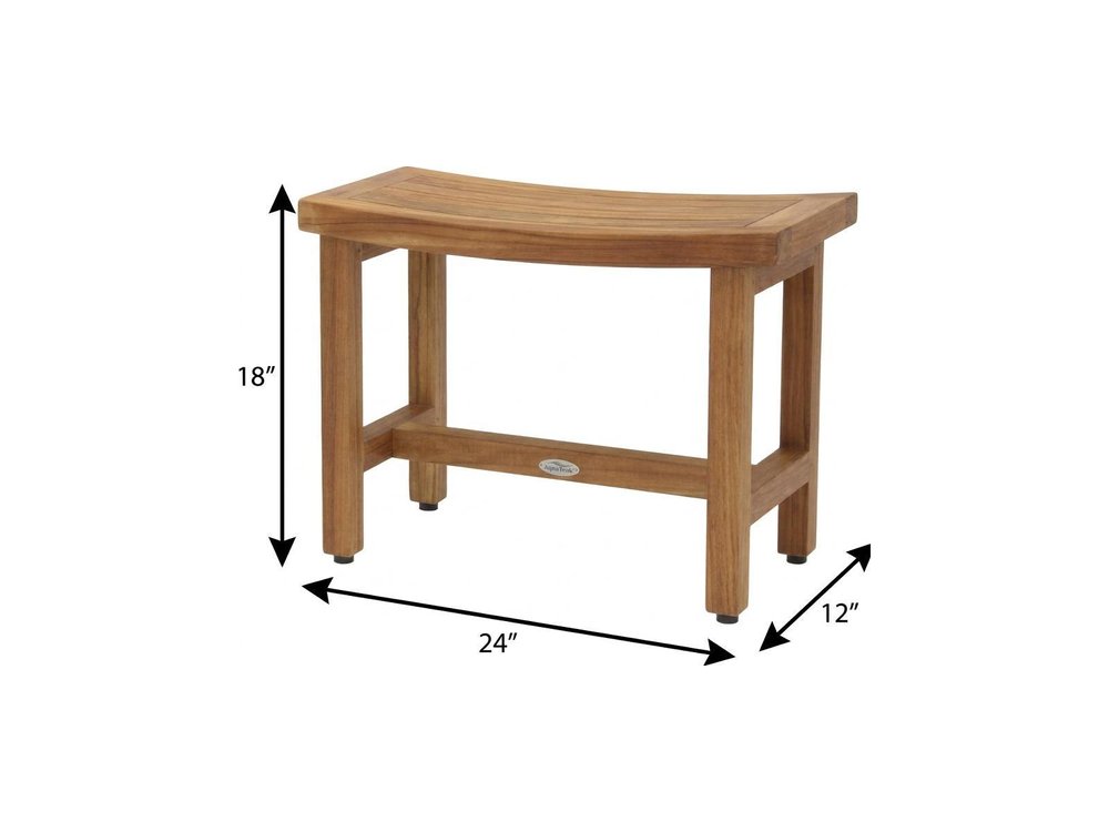 18" X 24" Brown Teak Rectangular Shower Bench