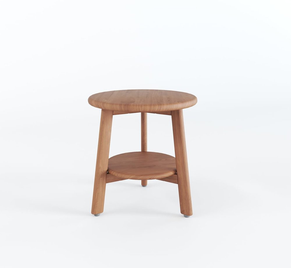 18" X 18" Brown Teak Circular Shower Bench With Shelf