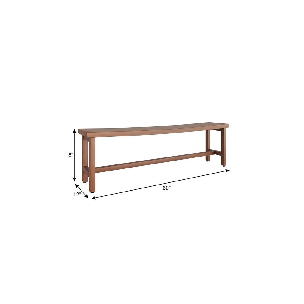 18" X 60" Brown Teak Rectangular Shower Bench