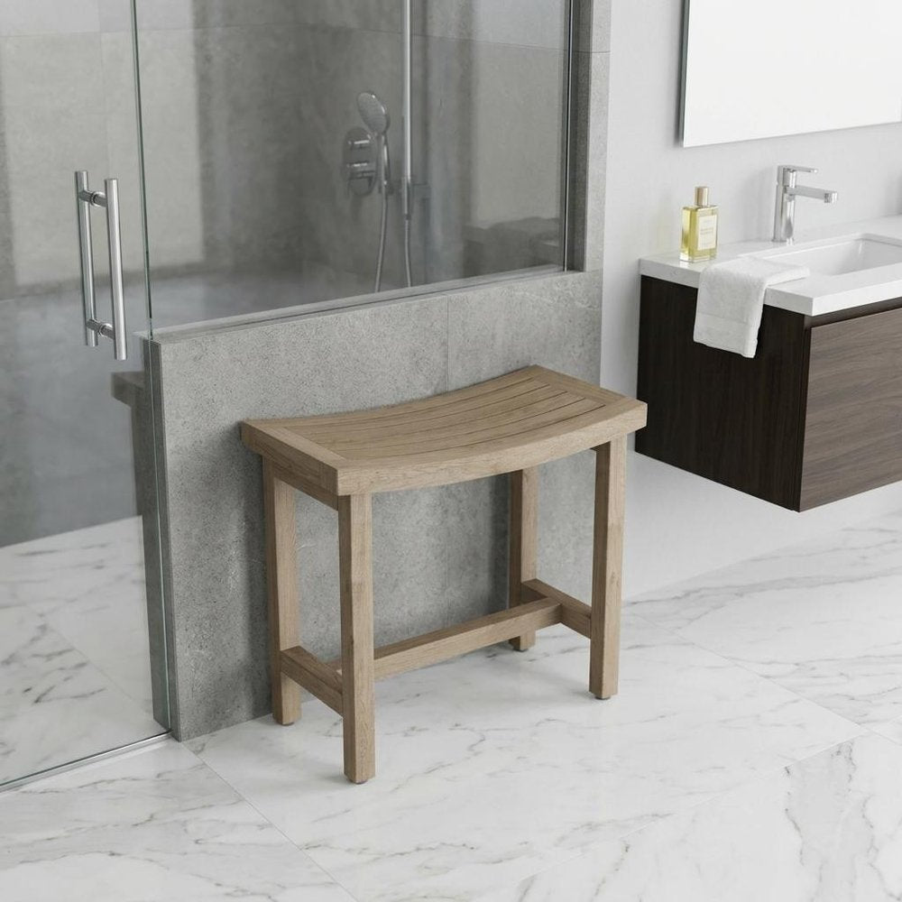 21" X 24" Brown Teak Rectangular Shower Bench