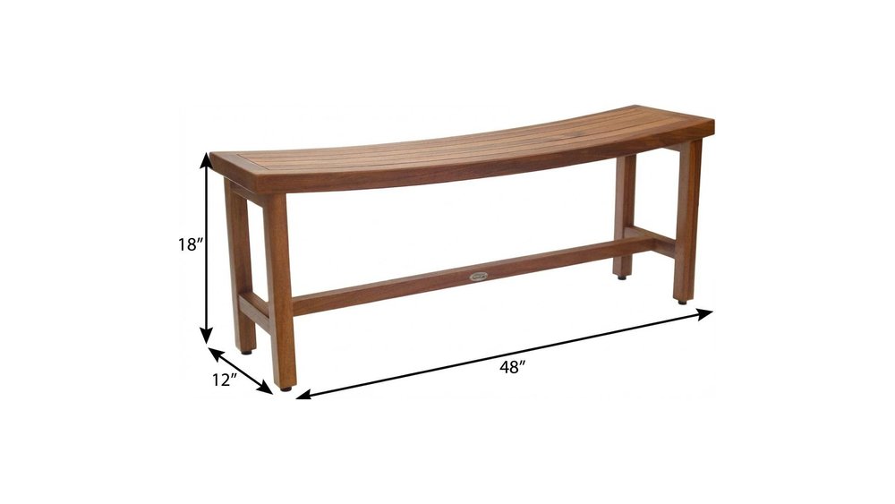 18" X 48" Brown Teak Rectangular Shower Bench