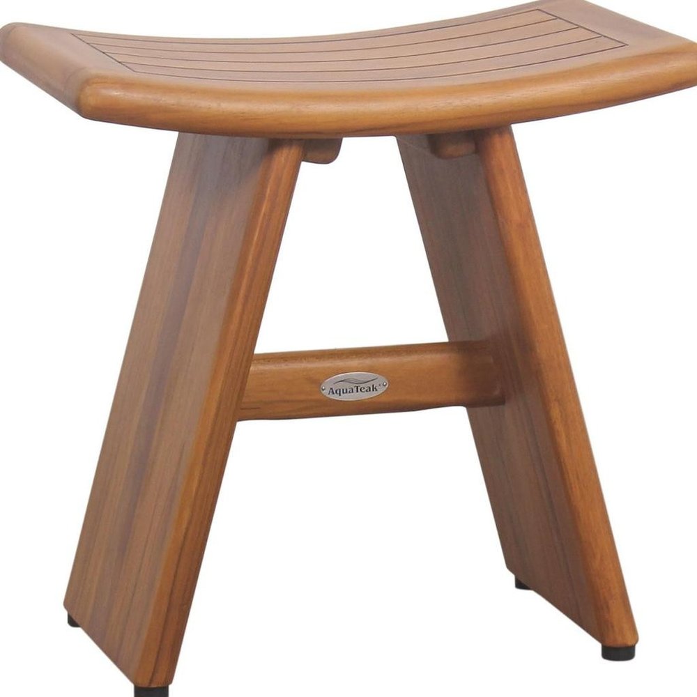 18" X 18" Brown Teak Rectangular Shower Bench