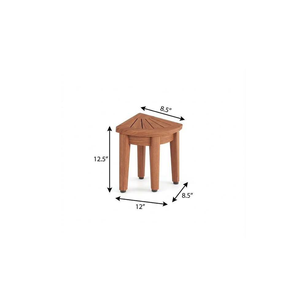 13" X 12" Brown Teak Corner Rectangular Shower Bench