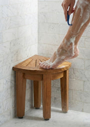 13" X 9" Brown Teak Corner Rectangular Shower Bench