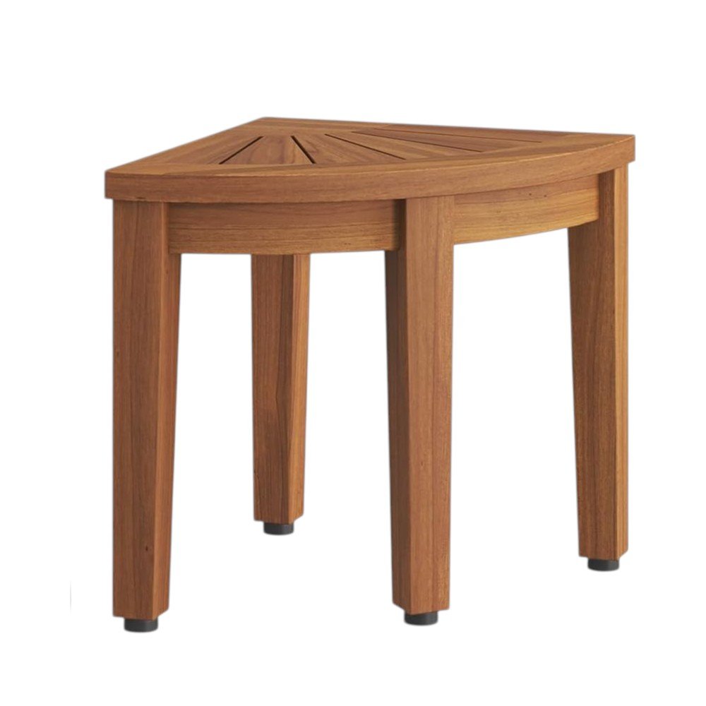 13" X 9" Brown Teak Corner Rectangular Shower Bench