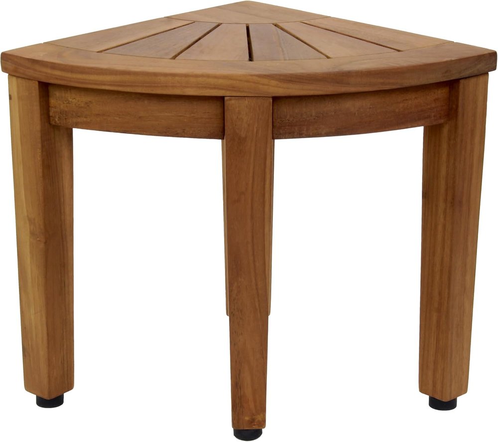 13" X 9" Brown Teak Corner Rectangular Shower Bench