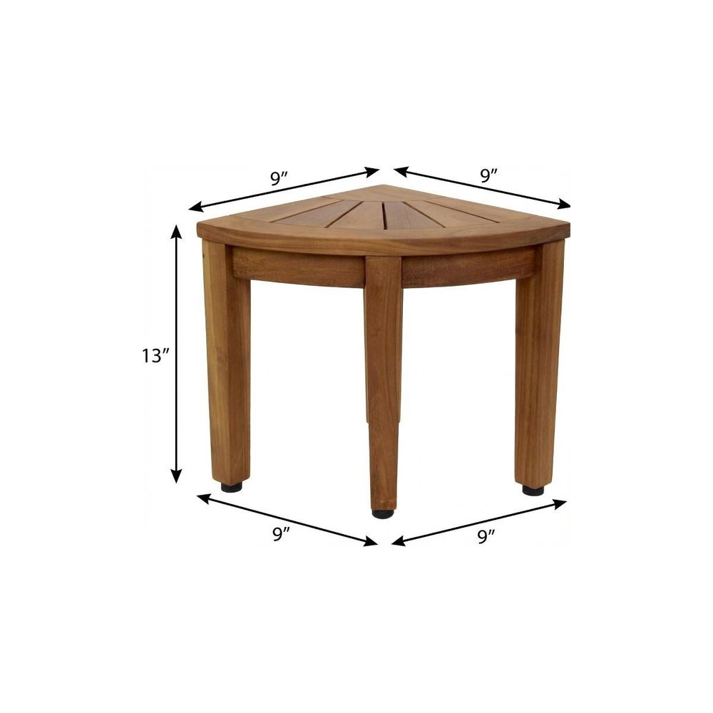 13" X 9" Brown Teak Corner Rectangular Shower Bench