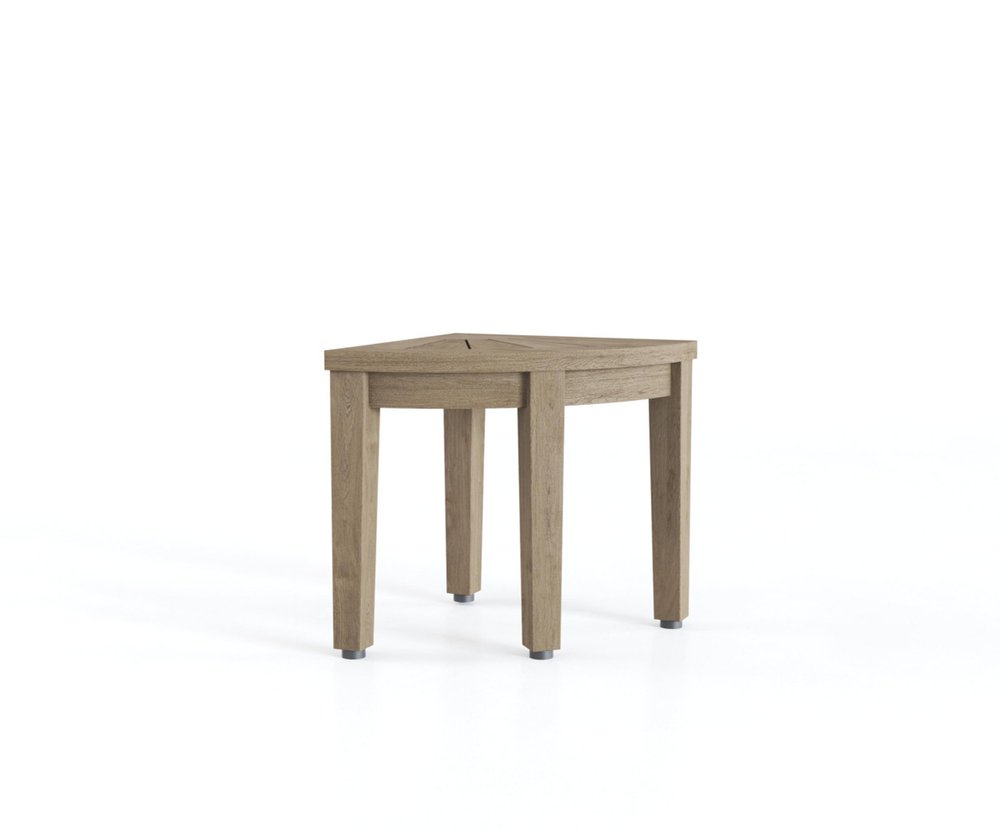 13" X 12" Brown Teak Corner Rectangular Shower Bench