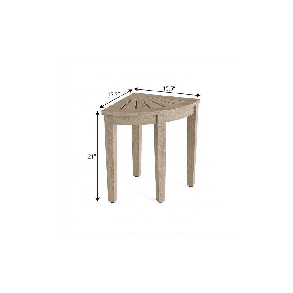 21" X 16" Brown Teak Corner Rectangular Shower Bench