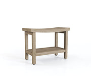 18" X 24" Brown Teak Rectangular Shower Bench With Shelf