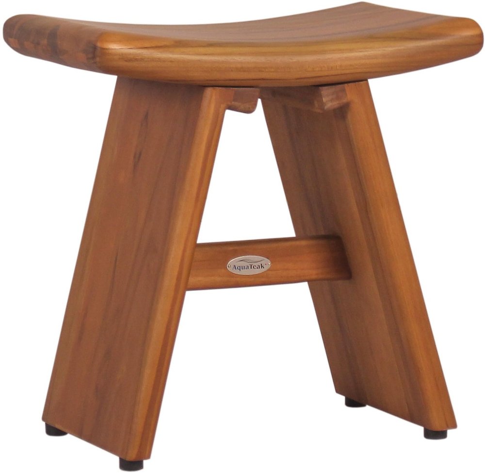 18" X 18" Brown Teak Rectangular Shower Bench