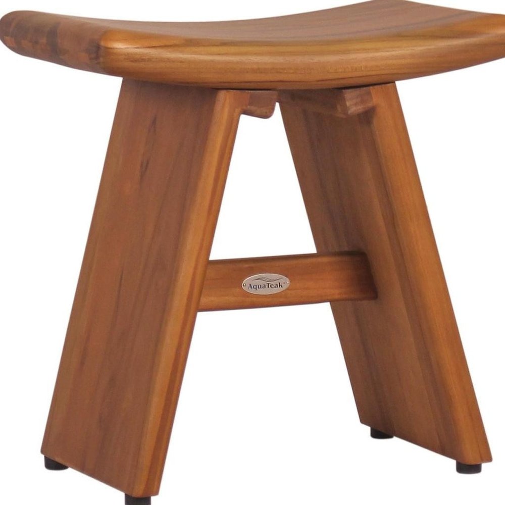 18" X 18" Brown Teak Rectangular Shower Bench