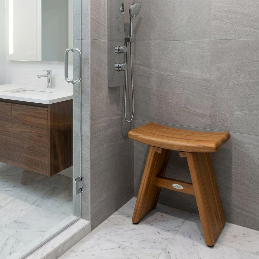 18" X 18" Brown Teak Rectangular Shower Bench
