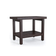 21" X 24" Brown Teak Rectangular Shower Bench With Shelf