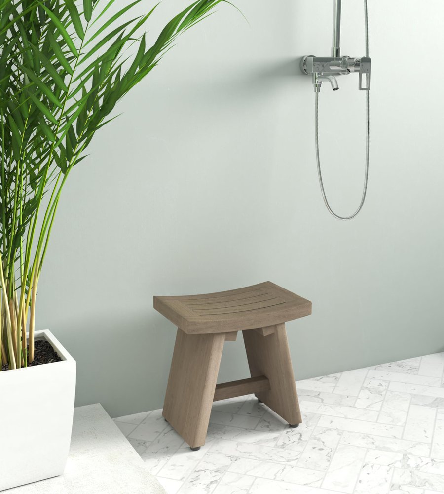 13" X 13" Brown Teak Rectangular Shower Bench