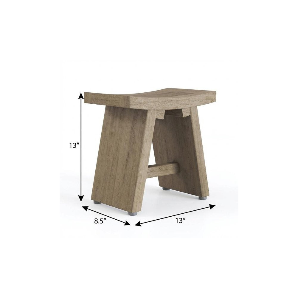 13" X 13" Brown Teak Rectangular Shower Bench