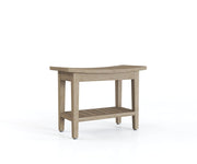 18" X 24" Brown Teak Rectangular Shower Bench With Shelf