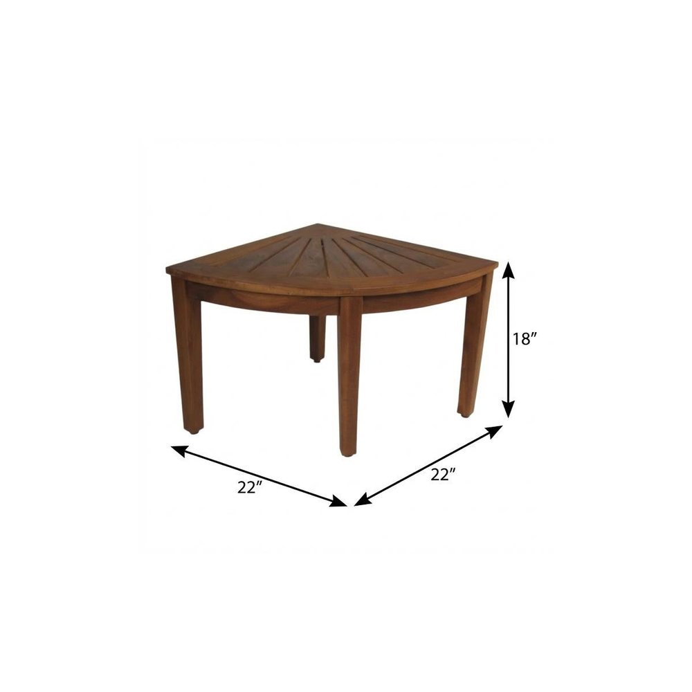 18" X 22" Brown Teak Corner Shower Bench