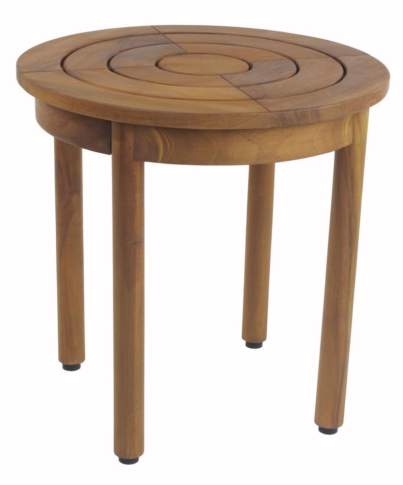 18" X 18" Brown Teak Circular Shower Bench