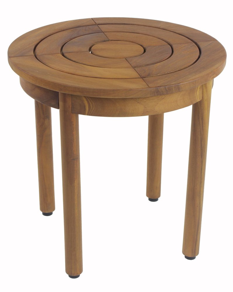 18" X 18" Brown Teak Circular Shower Bench