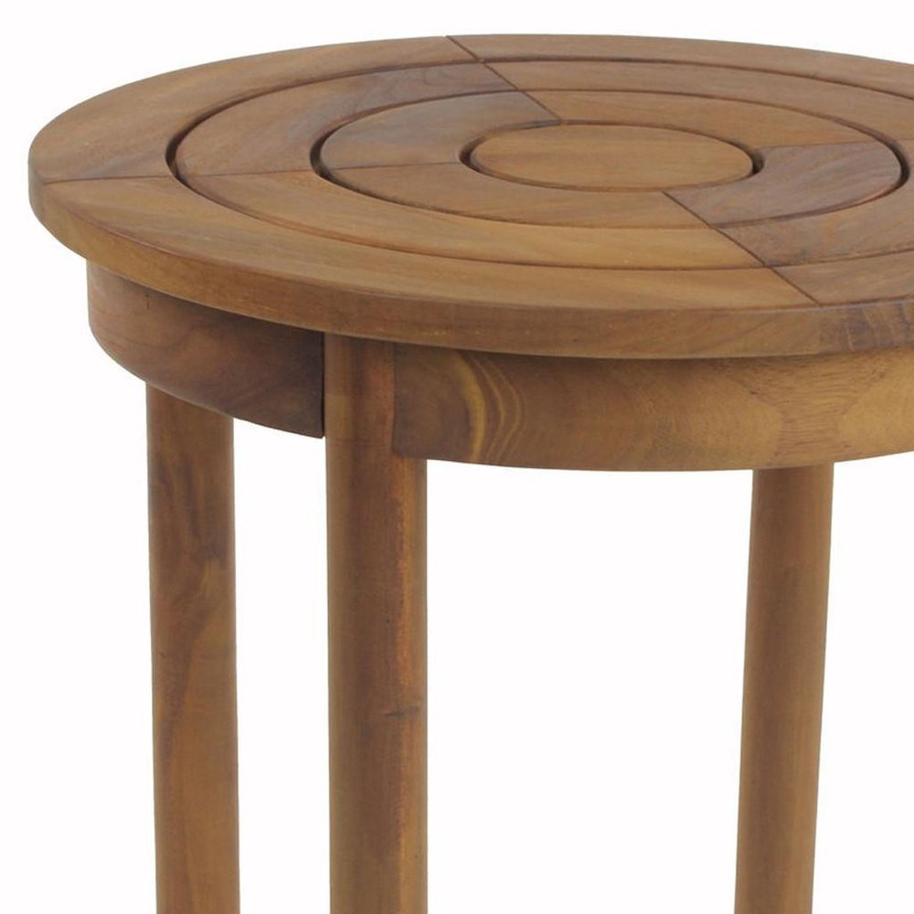 18" X 18" Brown Teak Circular Shower Bench