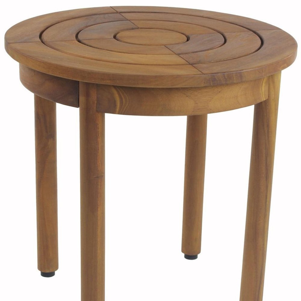 18" X 18" Brown Teak Circular Shower Bench