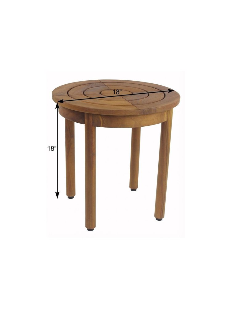 18" X 18" Brown Teak Circular Shower Bench