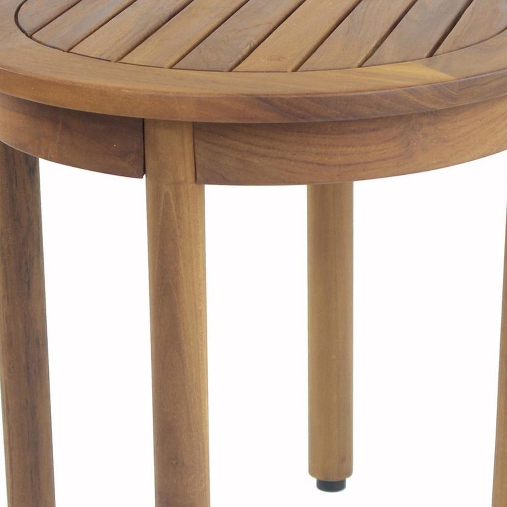 18" X 18" Brown Teak Circular Shower Bench