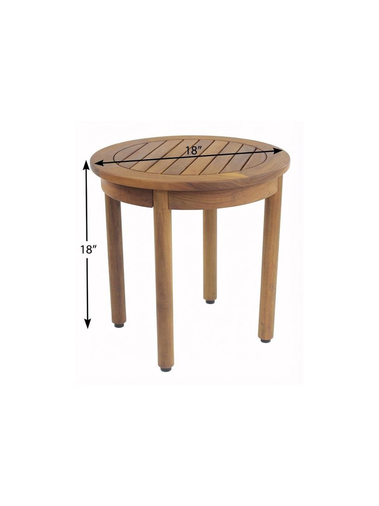 18" X 18" Brown Teak Circular Shower Bench
