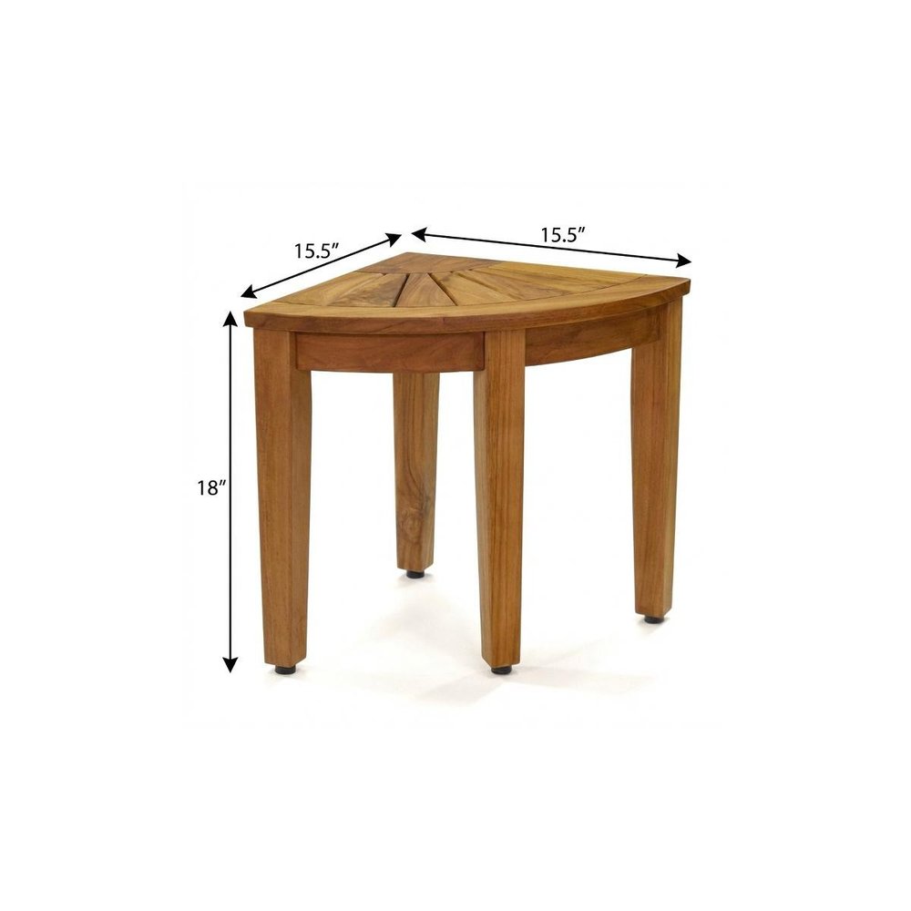 18" X 16" Brown Teak Corner Rectangular Shower Bench
