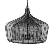 Black Four Light Metal Dimmable Chandelier With Black Shades