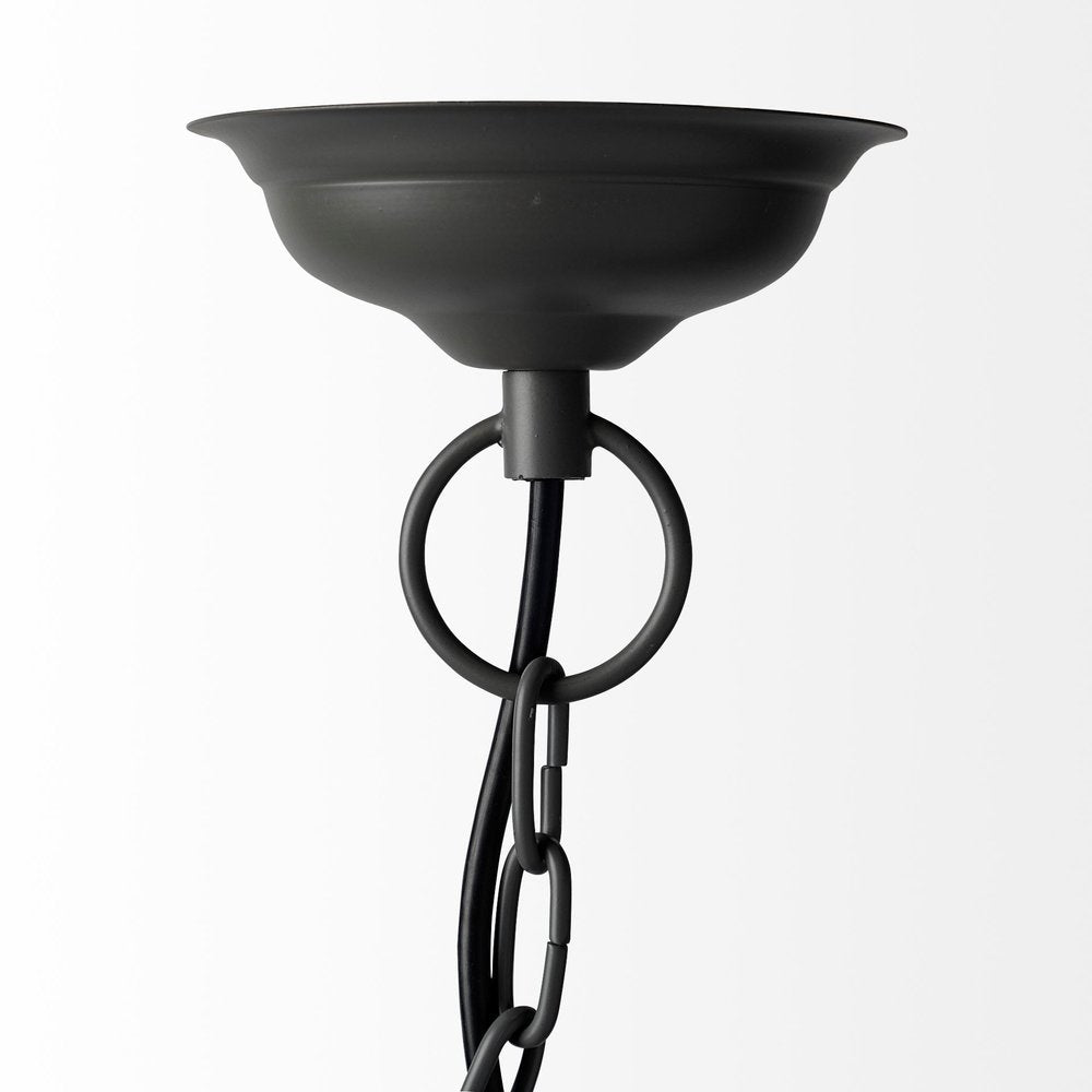 Black Four Light Metal Dimmable Chandelier With Black Shades