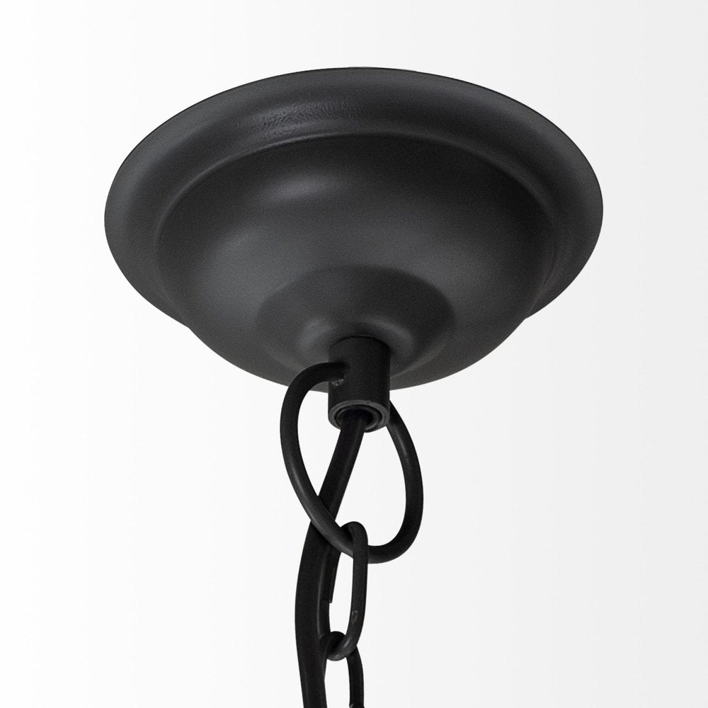 Black Four Light Metal Dimmable Chandelier With Black Shades