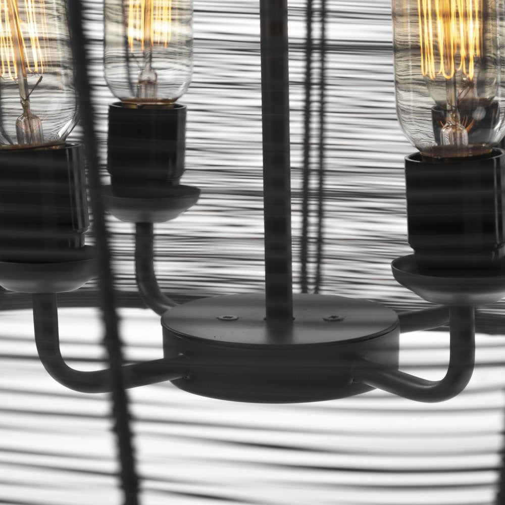 Black Four Light Metal Dimmable Chandelier With Black Shades