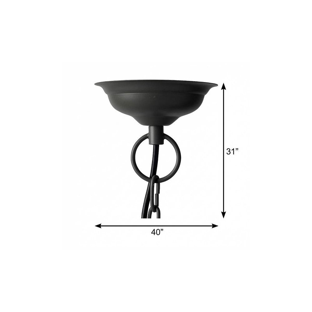 Black Four Light Metal Dimmable Chandelier With Black Shades