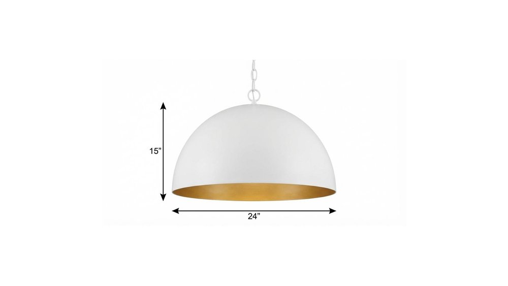 White Metal Single Ceiling Light With White Shades