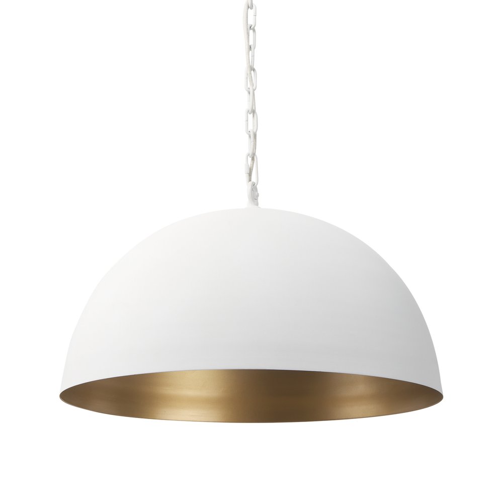 White Metal Single Ceiling Light With White Shades