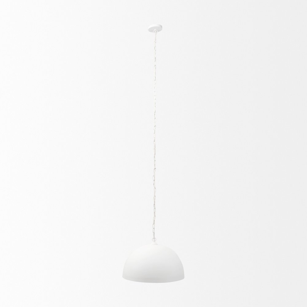 White Metal Single Ceiling Light With White Shades
